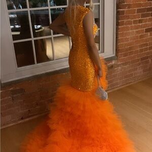 Stunning Orange Sequin Gown
